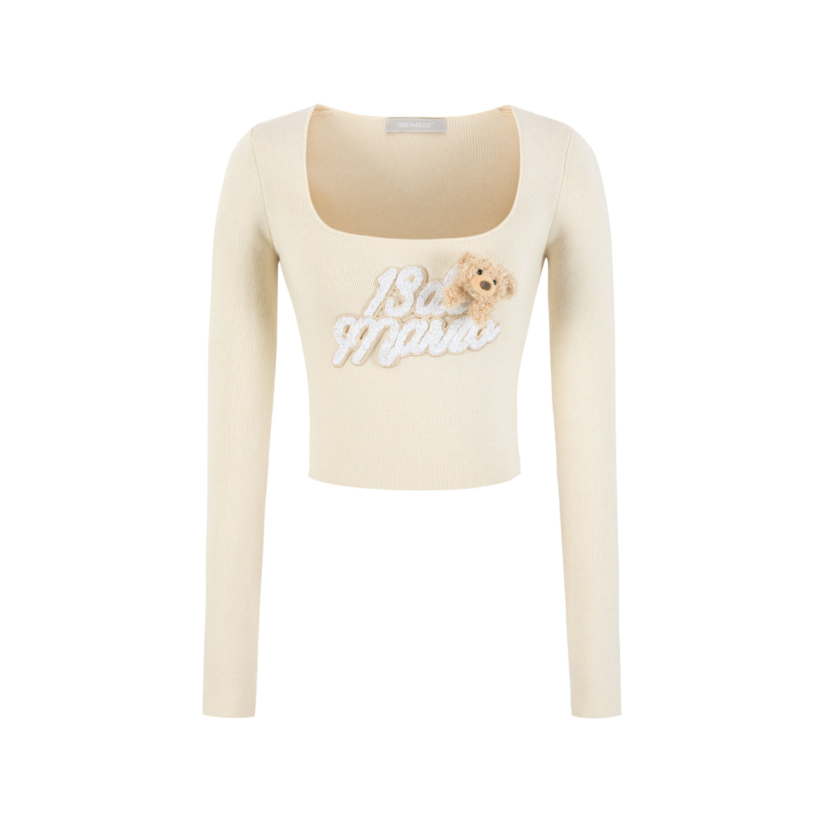 13De Marzo Sequin Logo Slim Fit Top Beige