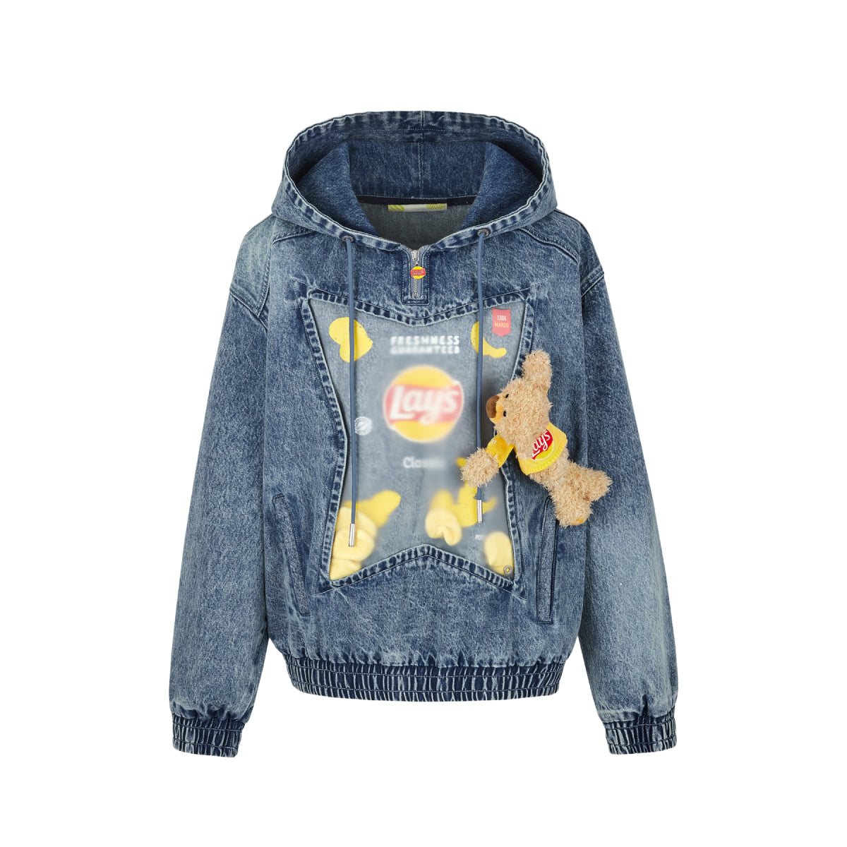 13De Marzo X Lay's Flavor Bear Denim Hoodie Blue