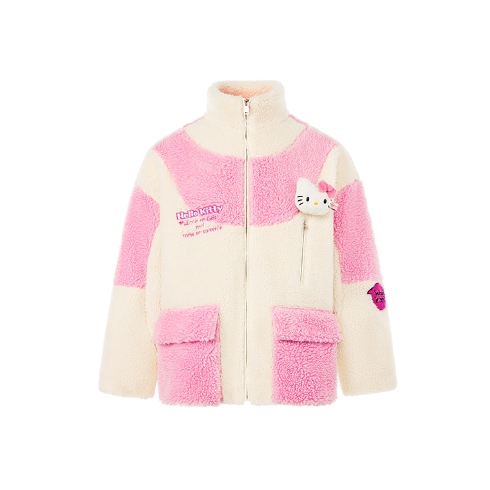 13De Marzo X Hello Kitty Color Blocked Bear Fleece Coat