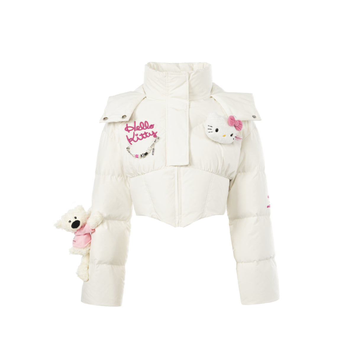 13De Marzo X Hello Kitty Bear Short Down Jacket White