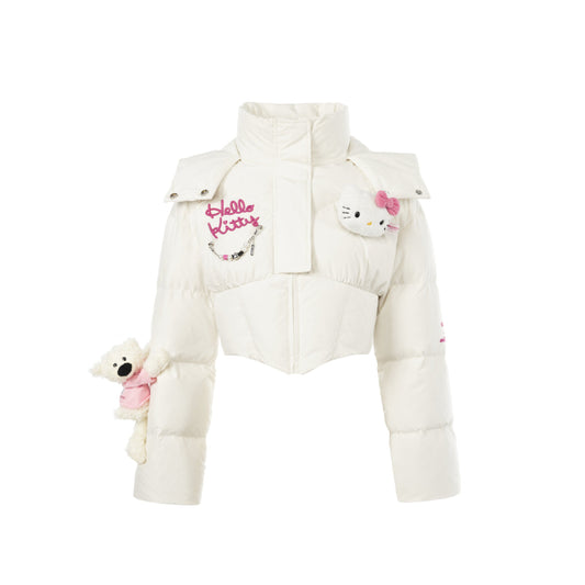 13De Marzo X Hello Kitty Bear Short Down Jacket White