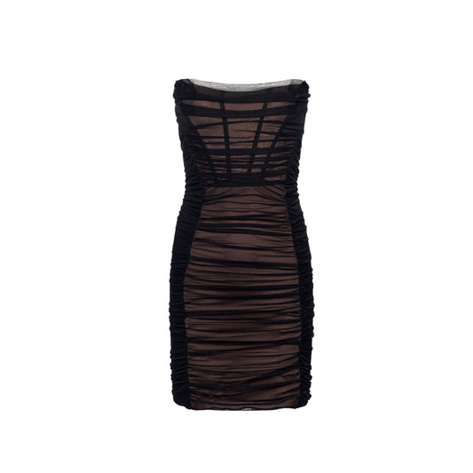 Sheer Luck Kali Mesh Pleated Tube Dress Black