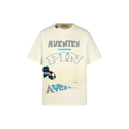 Aventen Pin Waffle Checks Patch Tee Cream