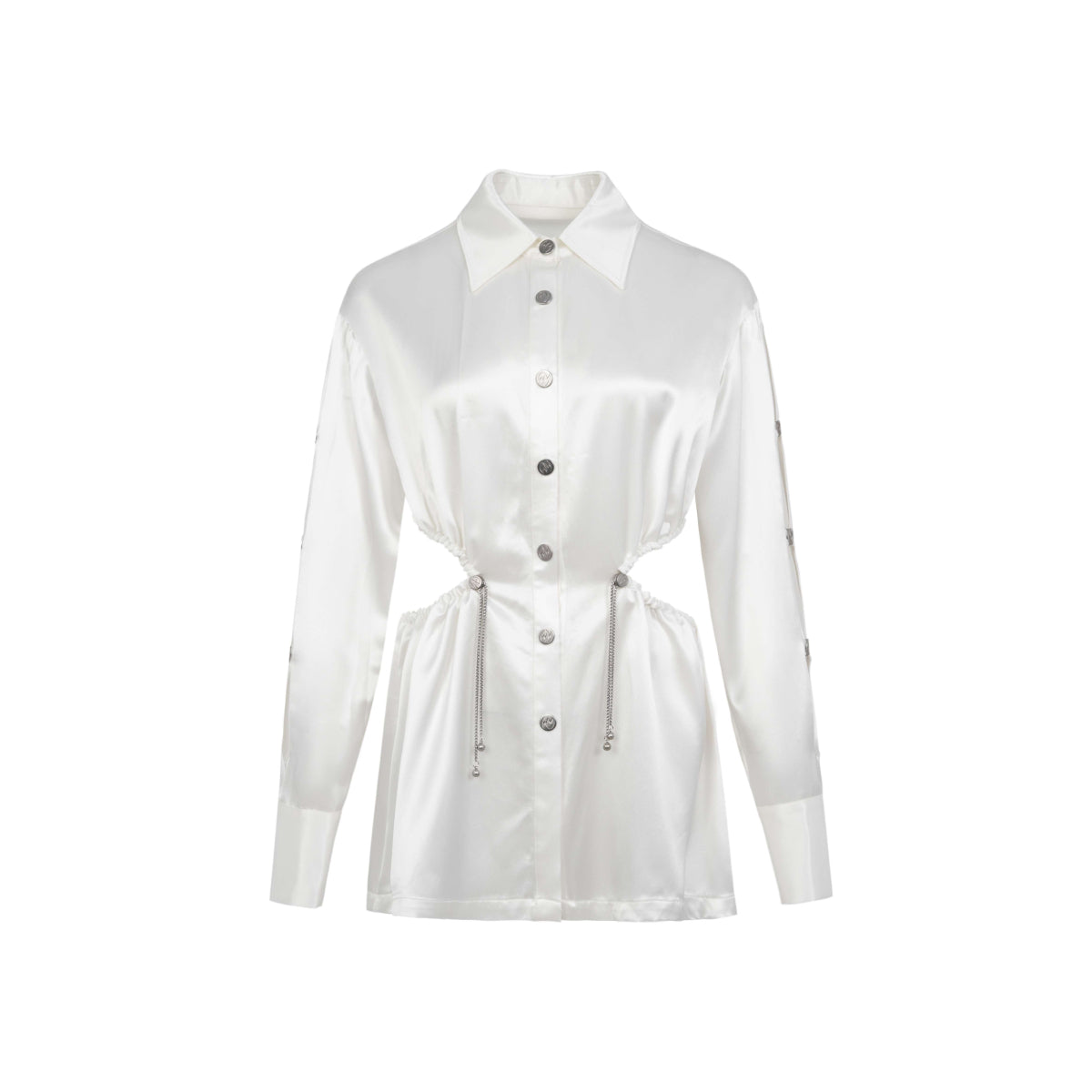 Weird Market Metal Logo Button Hollow-Out Shirt White