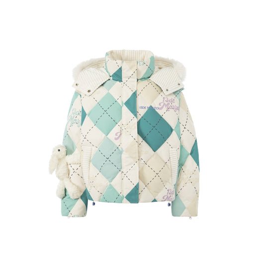 13De Marzo Diamond Checked Down Jacket Green