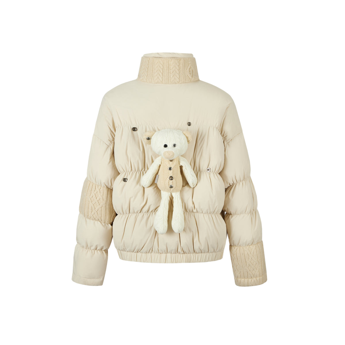 13De Marzo Bear Knit Patch Wrinkle Down Jacket