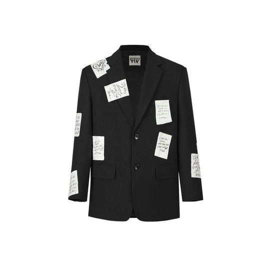 Aventen Pin Multi Memo Patch Suit Jacket Black