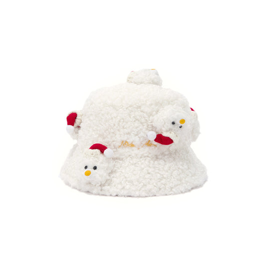 13De Marzo Christmas Snowman Fleece Bucket Hat White