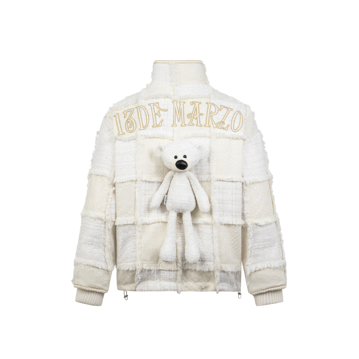 13De Marzo Plush Bear Tweed Down Jacket White