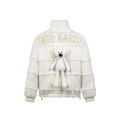 13De Marzo Plush Bear Tweed Down Jacket White