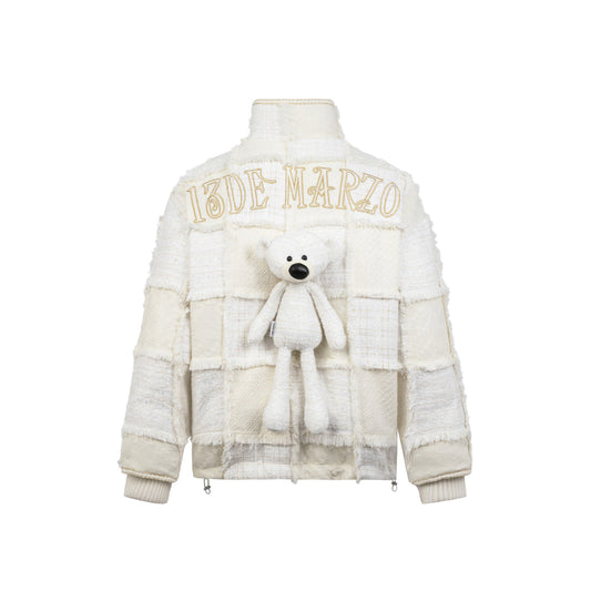 13De Marzo Plush Bear Tweed Down Jacket White