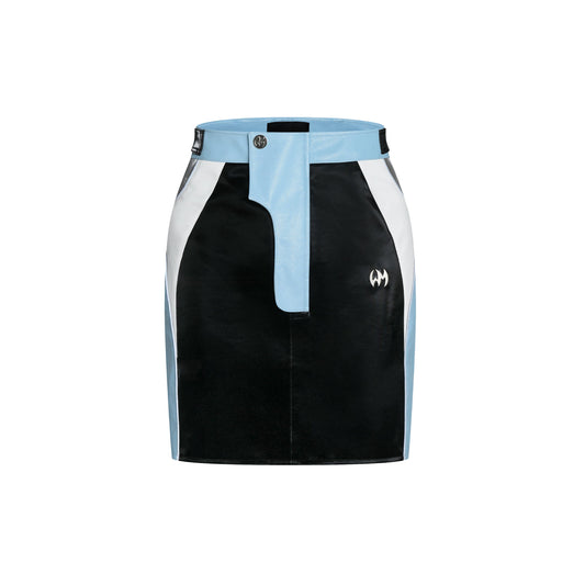 Weird Market Racing Leather Tube Skirt Blue