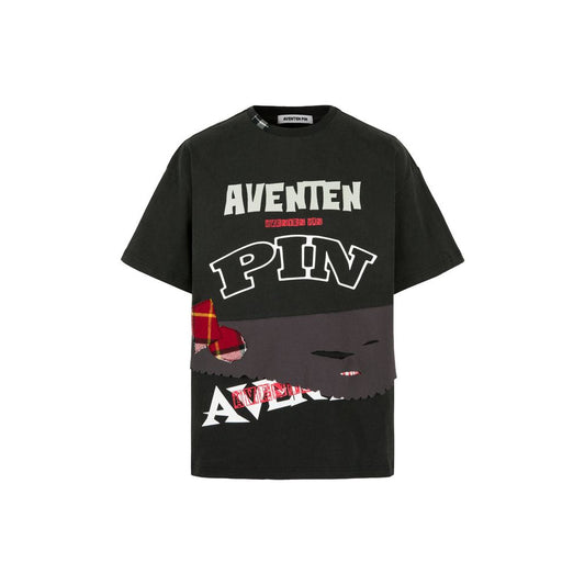 Aventen Pin Waffle Checks Patch Tee Black