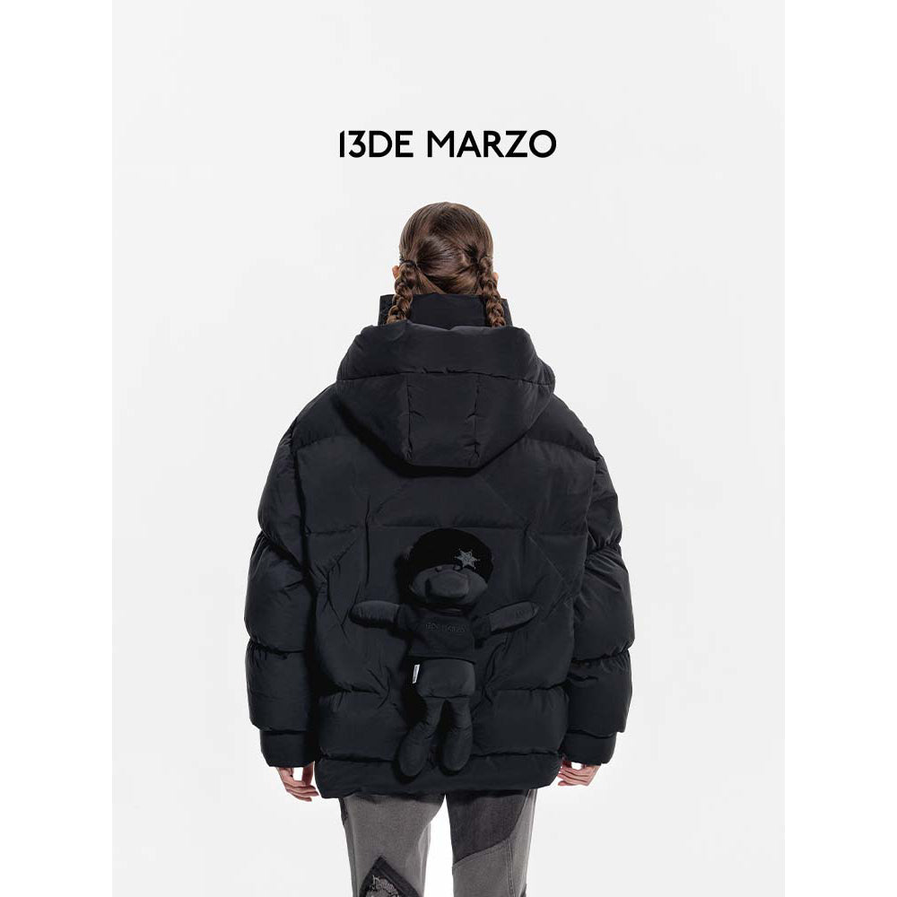 13De Marzo Bear Embossment Down Jacket Black