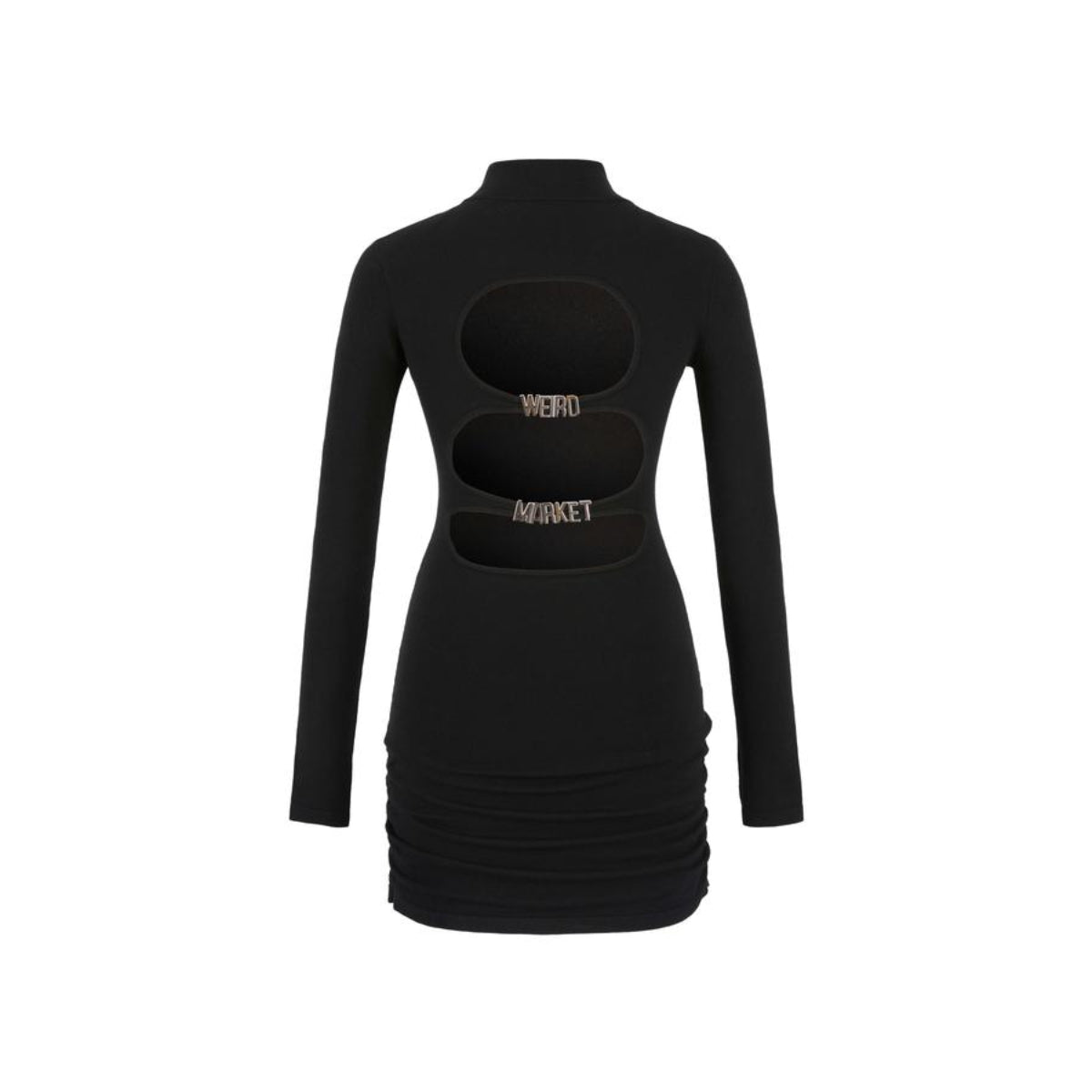 Weird Market Half Zip Maillot Logo Dress Black