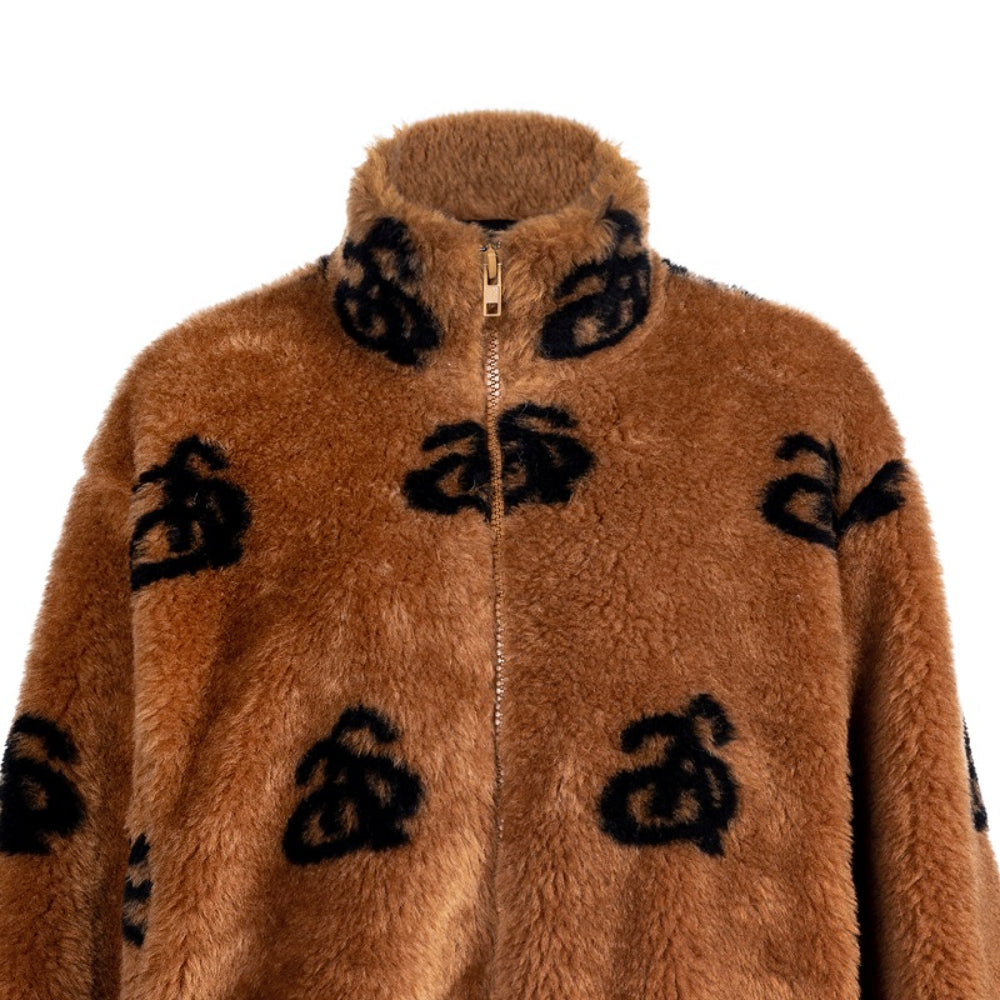 Ann Andelman Logo Faux Fur Jacket Brown