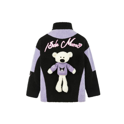 13De Marzo X Kuromi Color Blocked Bear Fleece Coat