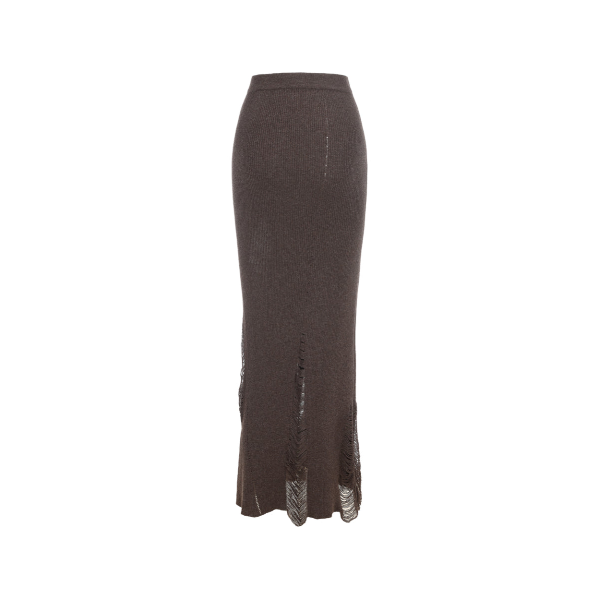 Elywood Destruction Mid-Length Knit Skirt Mocha