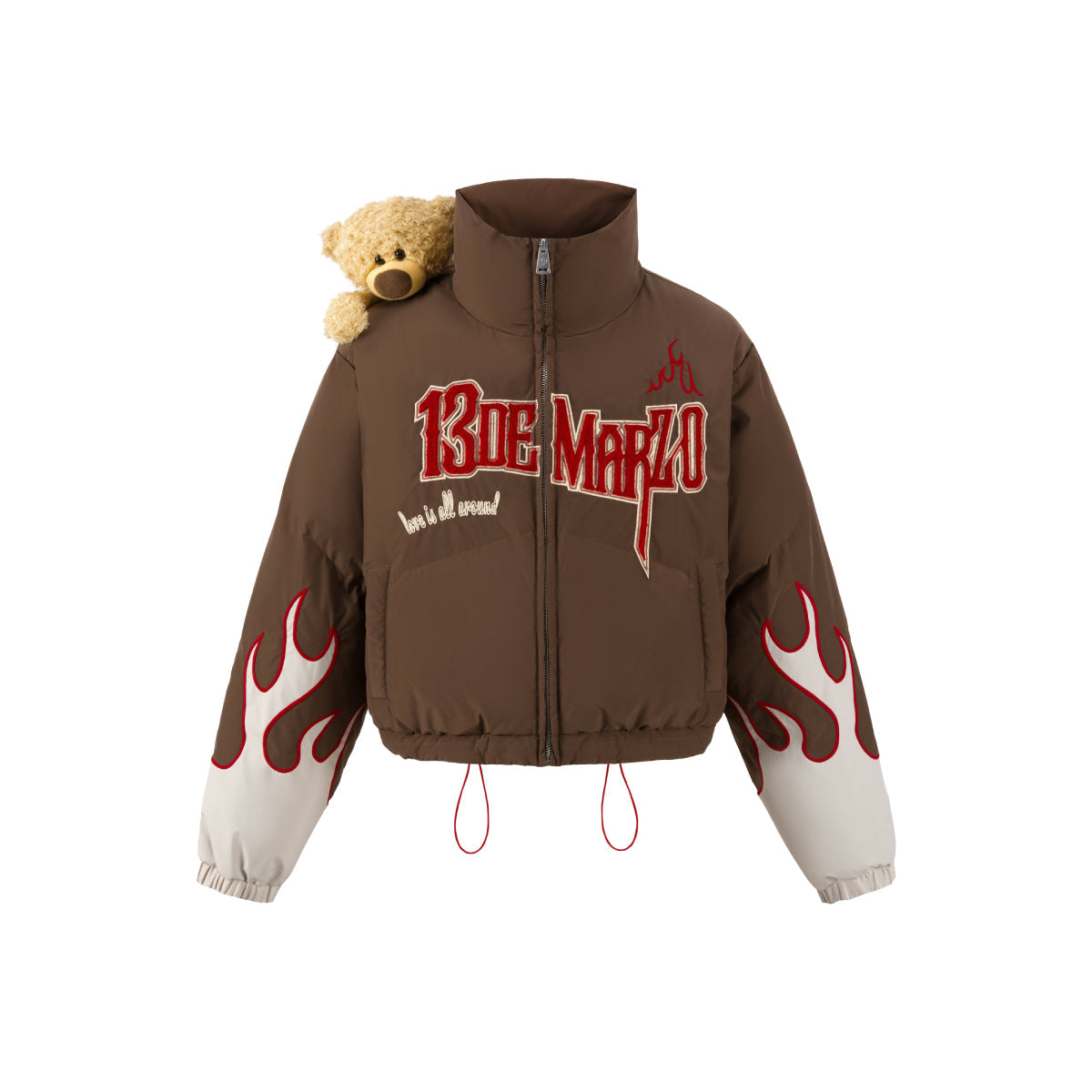 13De Marzo Plush Bear Flame Down Jacket Brown