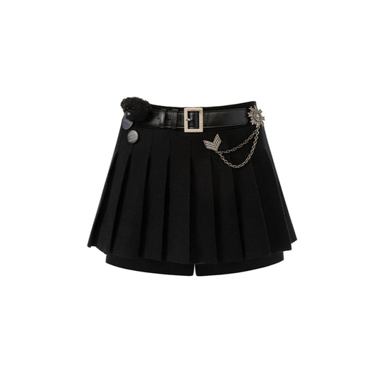 13De Marzo Badge Punk Knit Skirt Shorts Black