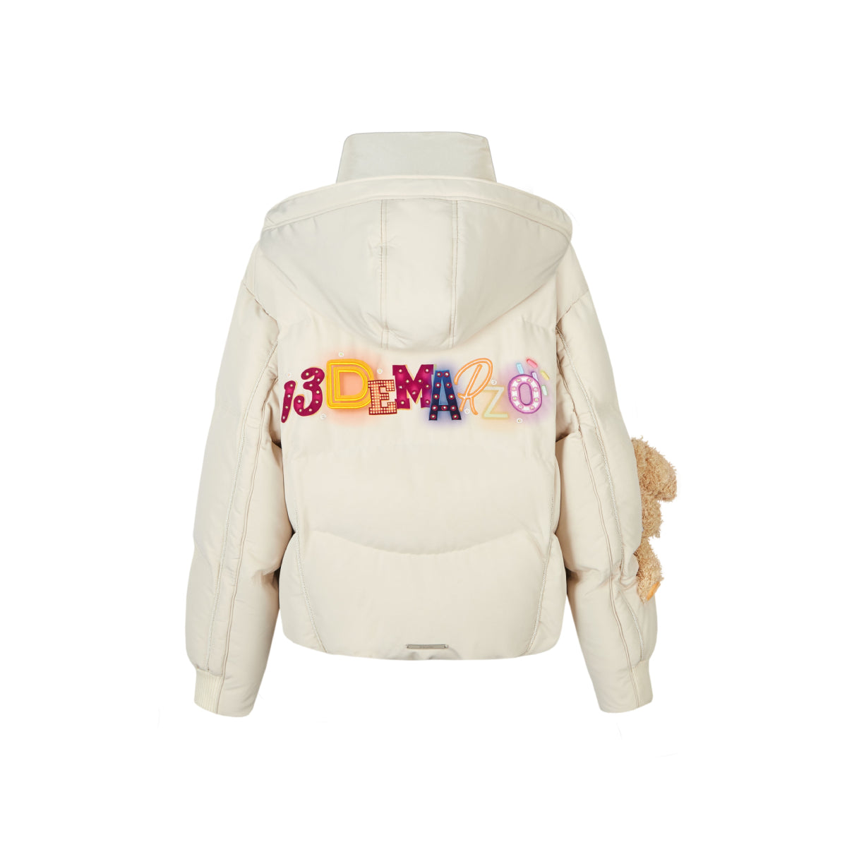 13De Marzo Neon Light Logo Down Jacket Cream