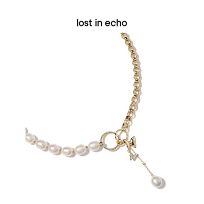 Lost In Echo Stitching Pearl Zircon Necklace