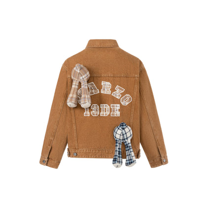 13De Marzo Bear In Wormhole Denim Jacket Khaki