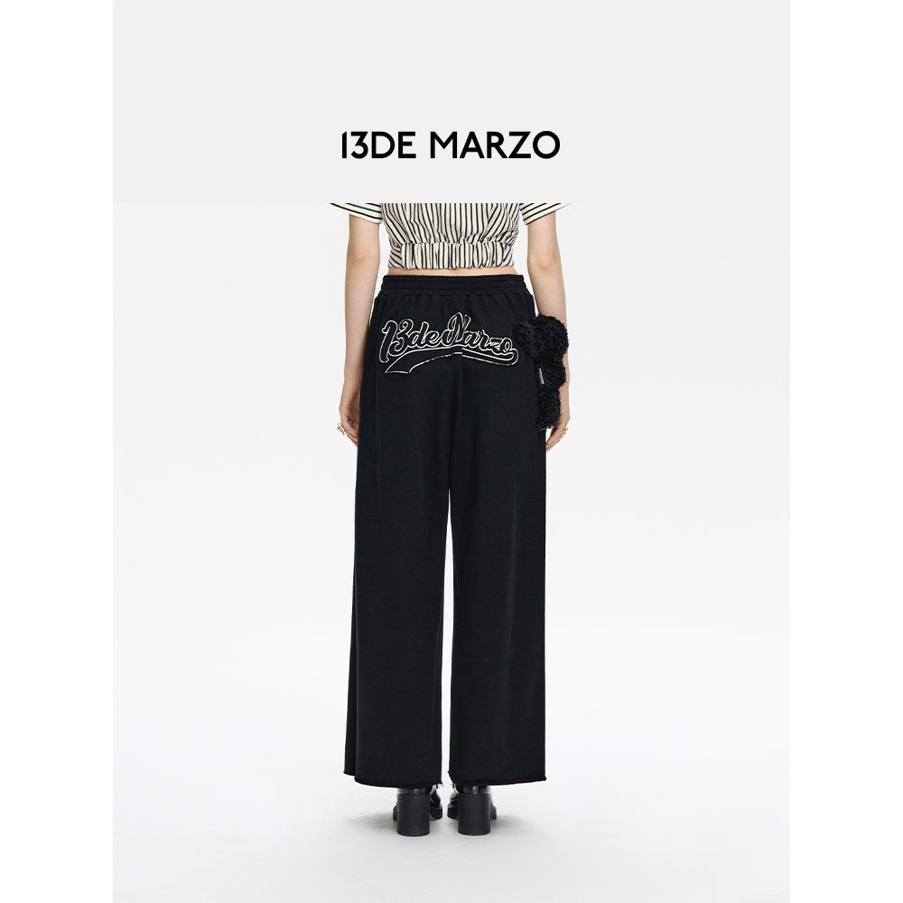 13De Marzo Embroidery Logo Wide Leg Pants Black