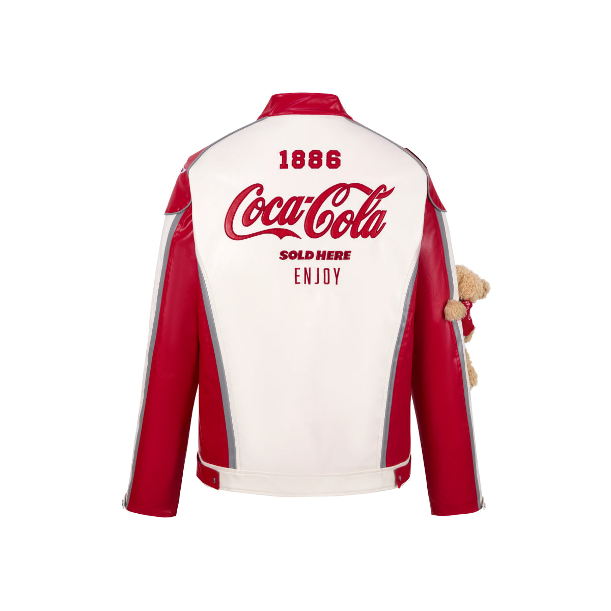 13De Marzo X Coca-Cola Bear Racing Leather Jacket Red