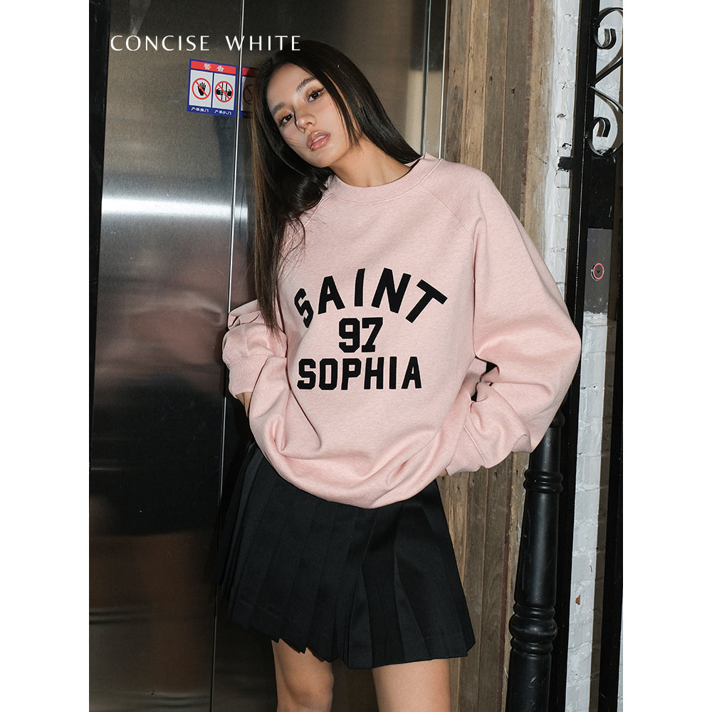 Concise-White 97 Logo Crewneck Sweater Pink