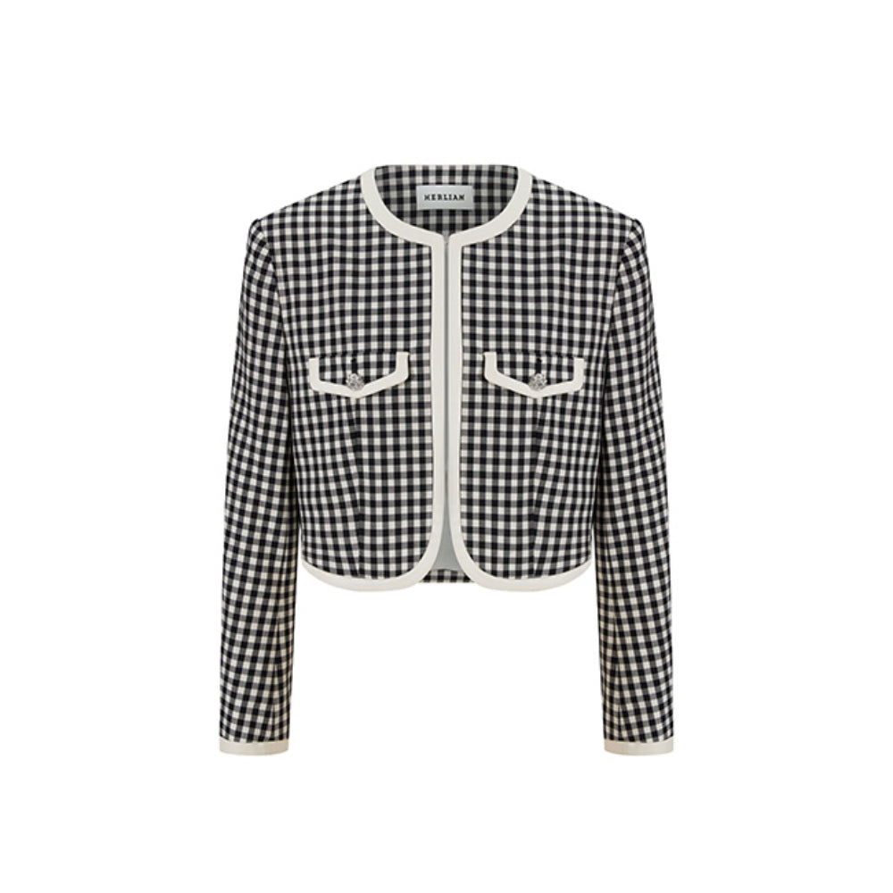 Herlian Checked Wool Patchwork Jacket Black