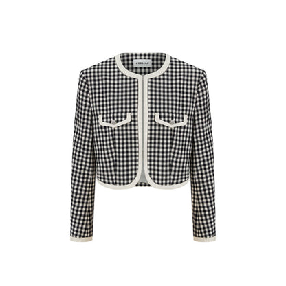 Herlian Checked Wool Patchwork Jacket Black