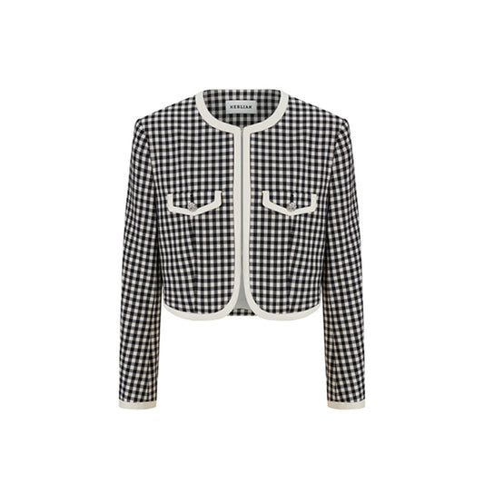 Herlian Checked Wool Patchwork Jacket Black