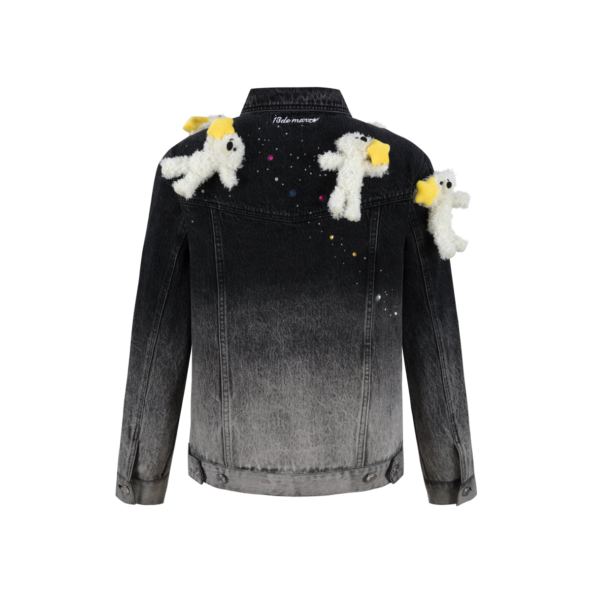 13De Marzo Luminous Star Bear Denim Jacket Black