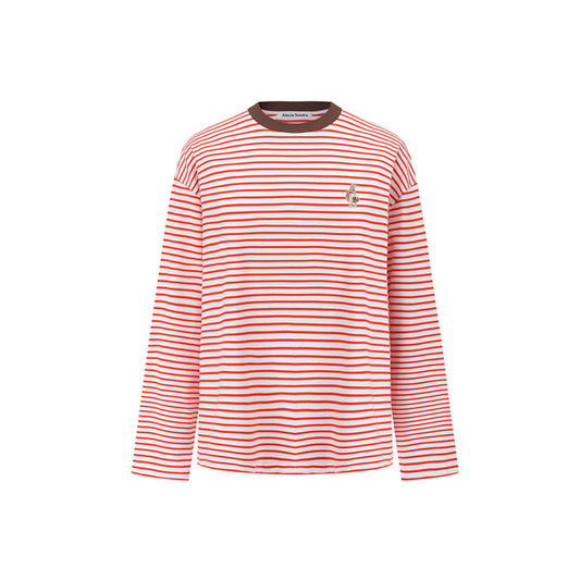 Alexia Sandra Embroidery Small Rabbit Striped L/S Tee Red