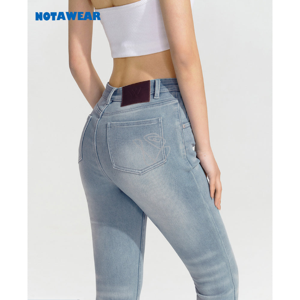 NotAwear High Waist Elastic Flare Jeans Blue