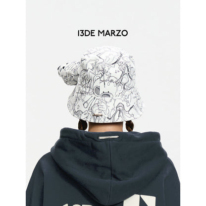 13De Marzo Bear Illustrate Inside-out Bucket Hat