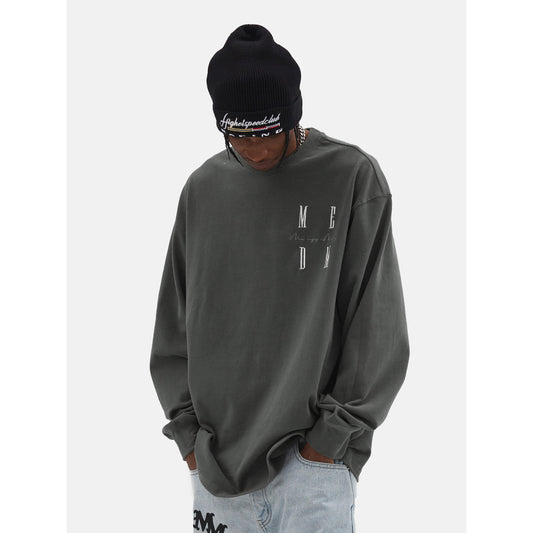 MEDM Embroidery Logo Basic L/S Tee Dark Grey