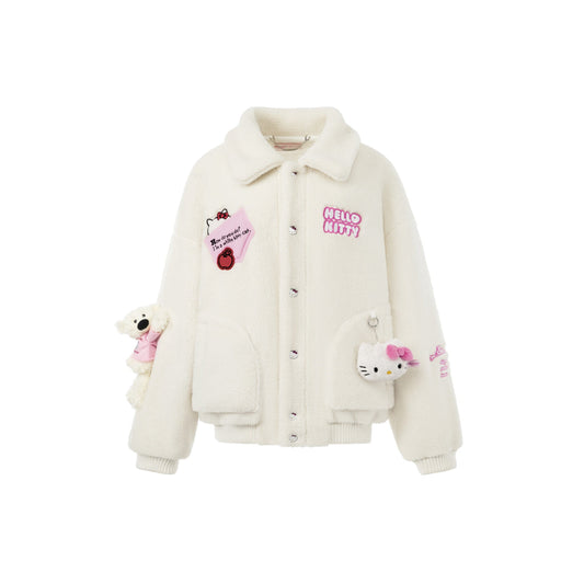 13De Marzo X Hello Kitty Bear Fleece Coat White