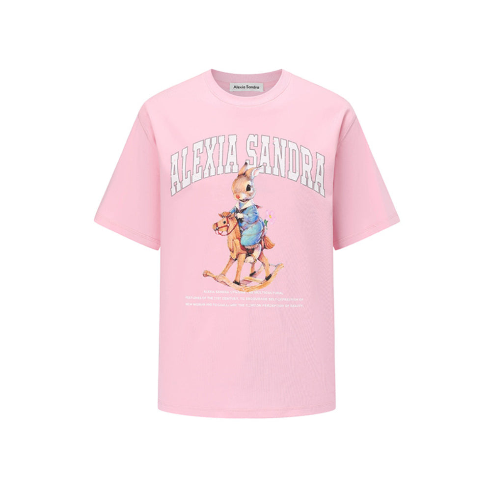 Alexia Sandra Printed Trojan Rabbit T-Shirt Pink