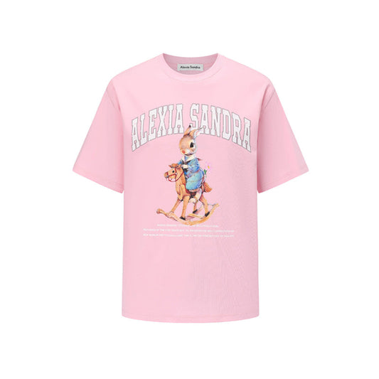 Alexia Sandra Printed Trojan Rabbit T-Shirt Pink