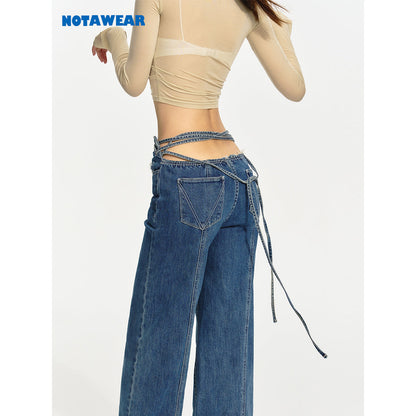 NotaWear Back Tie Denim Pants Blue