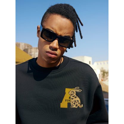 AFGK Embroidery Rabbit Logo Sweater Black