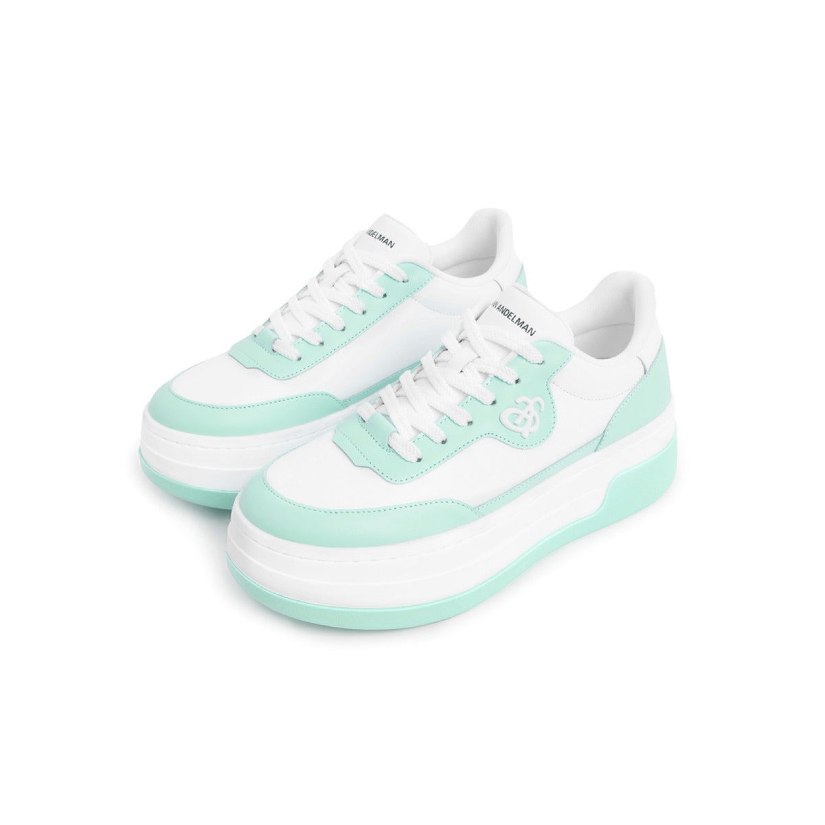 Ann Andelman Logo Heel Platform Sneaker Mint Green