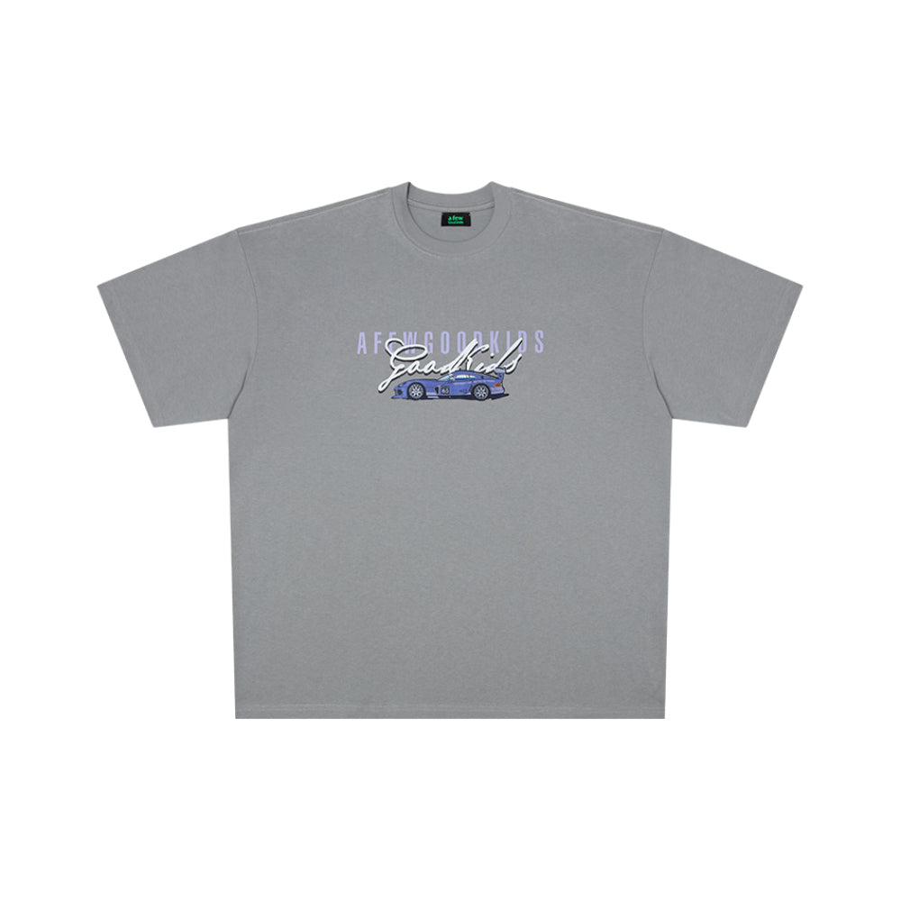 AFGK Printed Flying Racing Car T-Shirt Grey