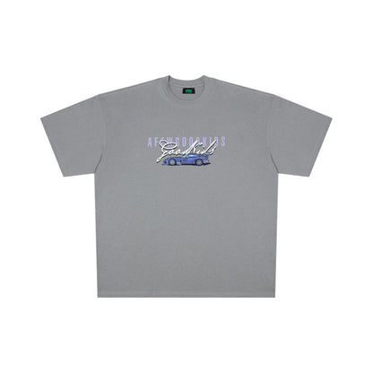 AFGK Printed Flying Racing Car T-Shirt Grey