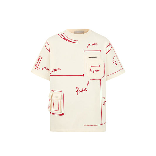 13De Marzo Sketch Line Pocket T-Shirt White