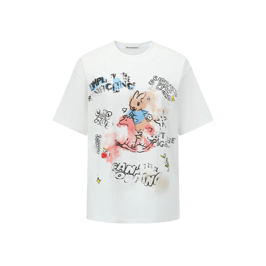 Alexia Sandra Printed Graffiti Rabbit T-Shirt White