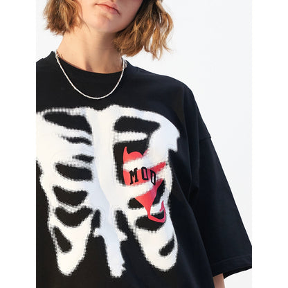 Moditec Foam Printed Heart Bone Tee Black