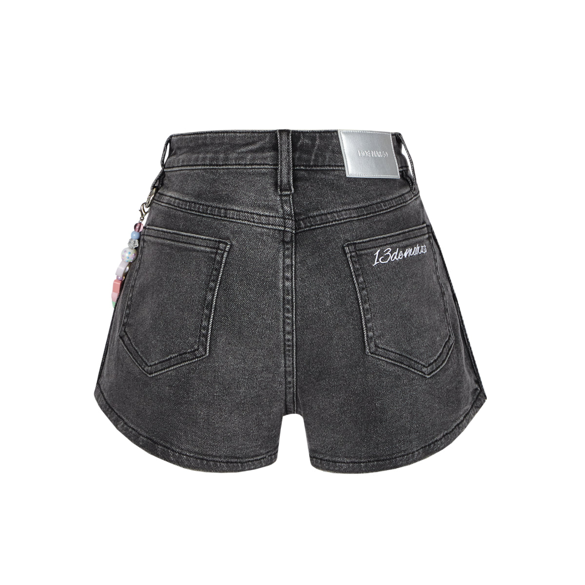 13De Marzo Logo Bead Chain Denim Shorts Black